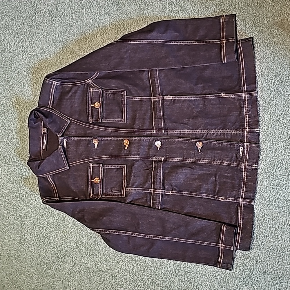 Susan Graver Petite Stretch Denim Vintage Utility Jean Jacket. BNWT. Never worn.